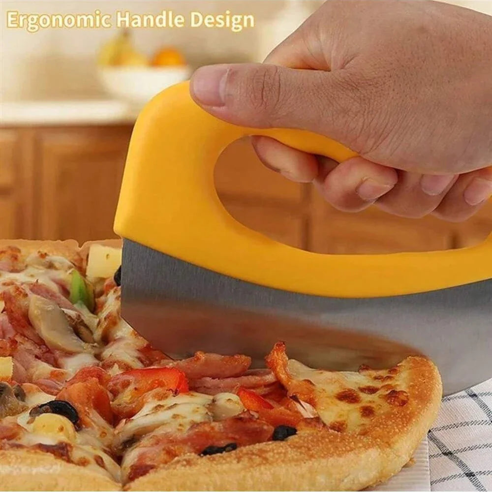 Luvikno | Slicetta Pizzakutter laget av rustfritt stål med beskyttelseshette | Rund kniv for presis kutting av pizza, urter, ost & deig | Ergonomisk & oppvaskmaskinvennlig