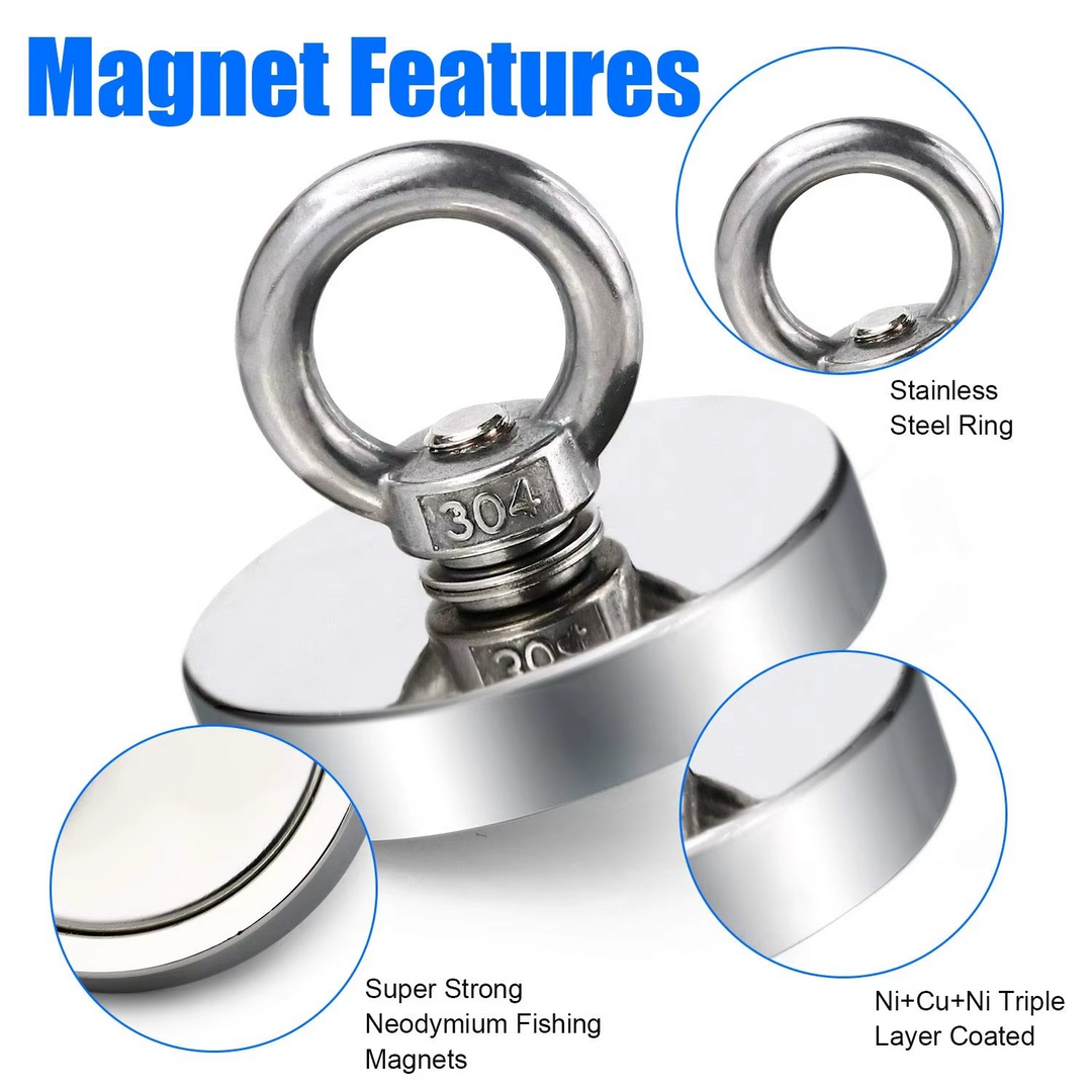 Premium Neodymium Fiskemagnet med Øyebolt for Magnetisk Berging Luvikno