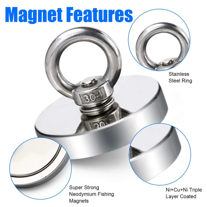 Premium Neodymium Fiskemagnet med Øyebolt for Magnetisk Berging Luvikno
