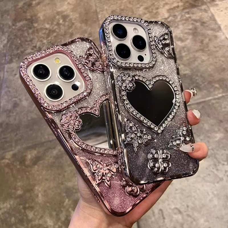 Butterfly Glitter Diamond Speilcover for iPhone Luvikno