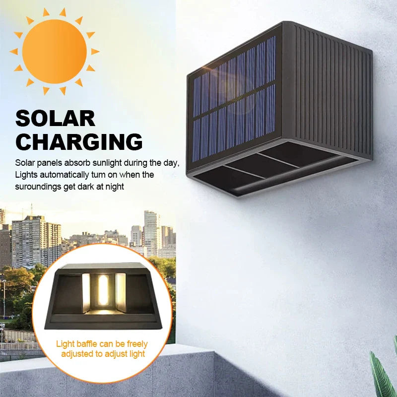 Luvikno | Solar Vegglampe SolaraBeam Flex | Varm Hvit | IP65 Vanntett | Justerbar Lystype