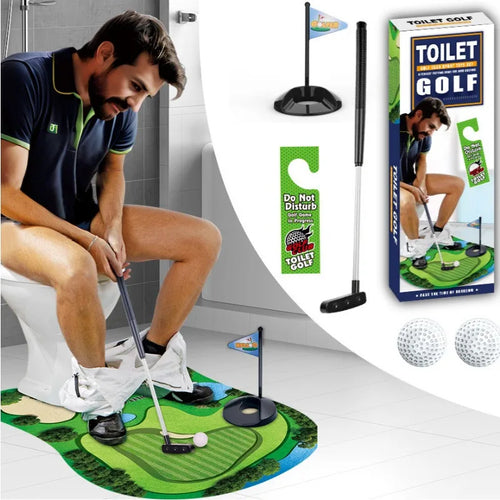 Toalett Golf Sett | Morsom Mini Golf Spill for Badet | Perfekt Gave til Menn | Golfinity Luvikno