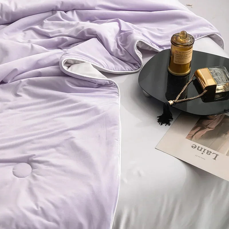 Air Condition Sommer Komforter — Ren Farge Is Silke Kjøleteppe, Lett & Glatt Twin/King Størrelse Quilt | Luvikno