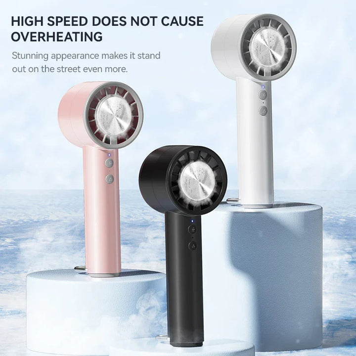 Luvikno | Brisano AirCool Mini Håndvifte med Kjølefunksjon | 5 Hastigheter | LED Display & USB Lading | Stillegående & Bærbar | For Reiser, Kontor & Utendørs
