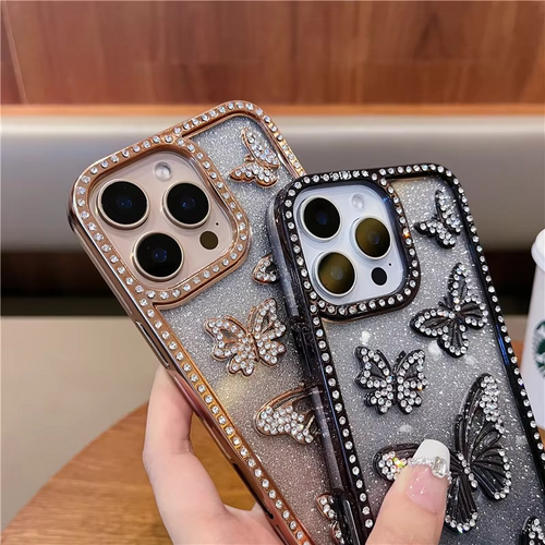 Luksus Glitter Sommerfugl Rhinestone Sak for iPhone Luvikno