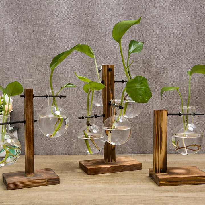 Luvikno | Naturiva Design Glassvase med Trellager | For Snittblomster & Hydroponikk | Skandinavisk Stil | 3-Delt Sett