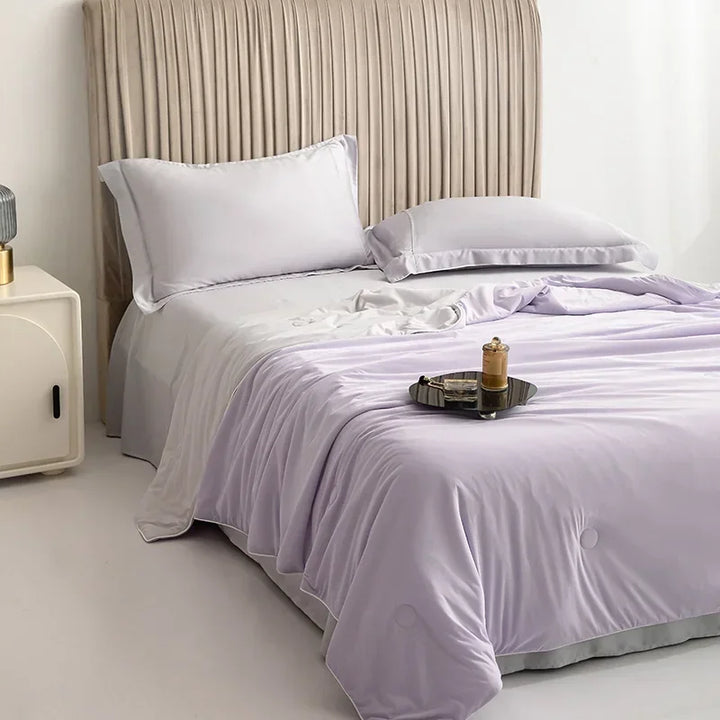 Air Condition Sommer Komforter — Ren Farge Is Silke Kjøleteppe, Lett & Glatt Twin/King Størrelse Quilt | Luvikno