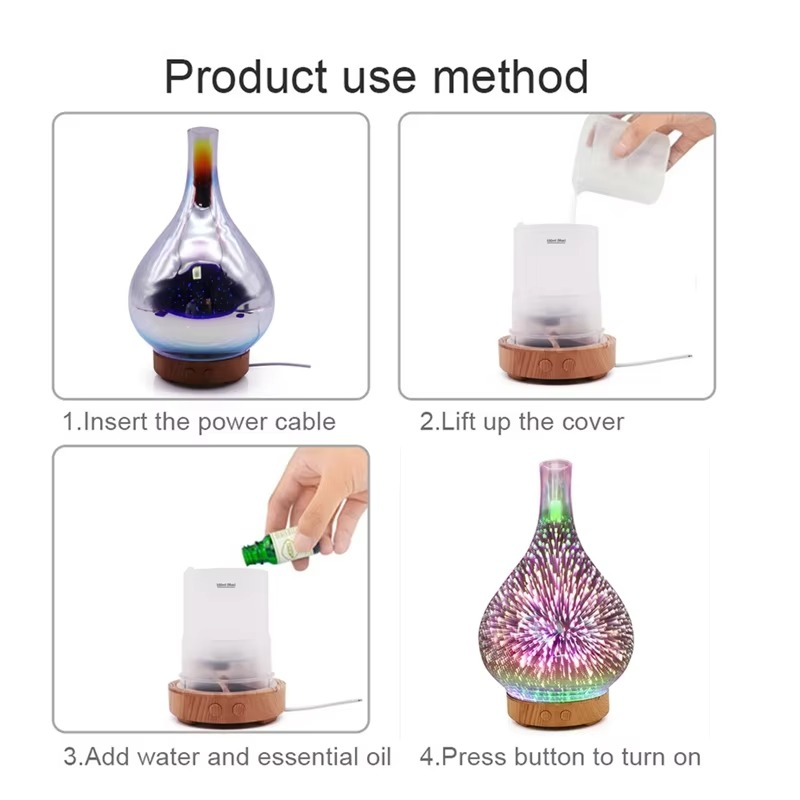 Premium 3.3oz Glass Essential Oil Diffuser & Humidifier for Peaceful Interiors Luvikno