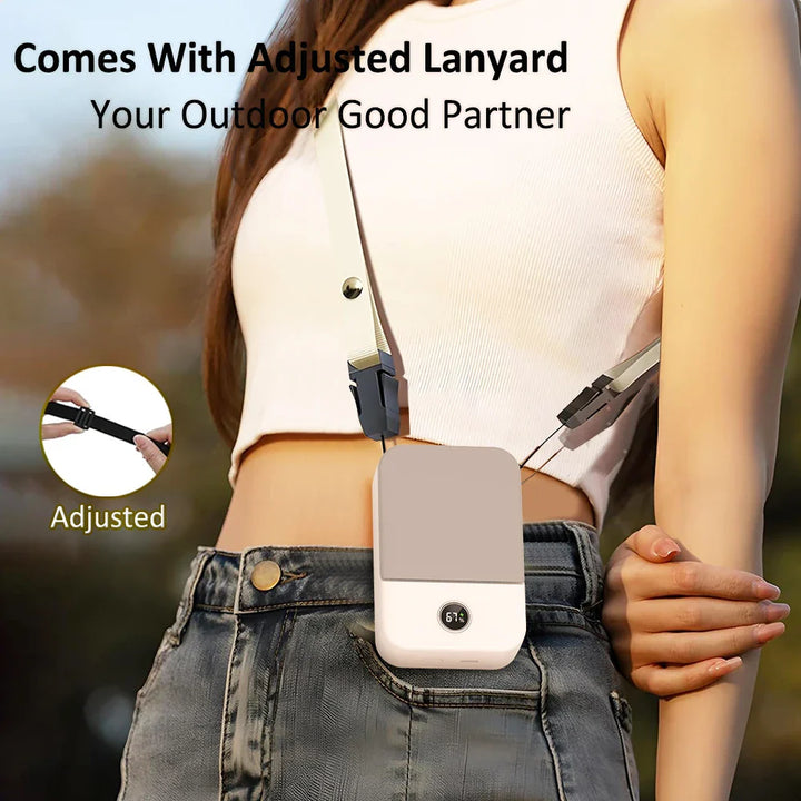 Luvikno | Ventixo AirGo Bærbar Mini Vifte | 3-i-1 Nakk- & Livvifte | 3 Hastigheter | Bladøs Design | USB-C Laderfunksjon | 2000 mAh Batteri