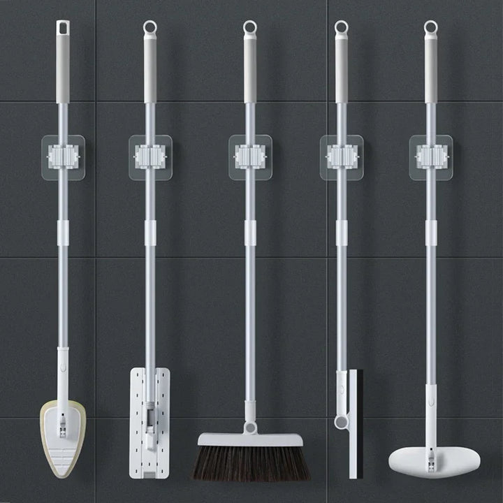 Luvikno | Moppeholder FixoGrip | Selvklebende & Vanntett | Veggfeste uten boring | Sett med 4