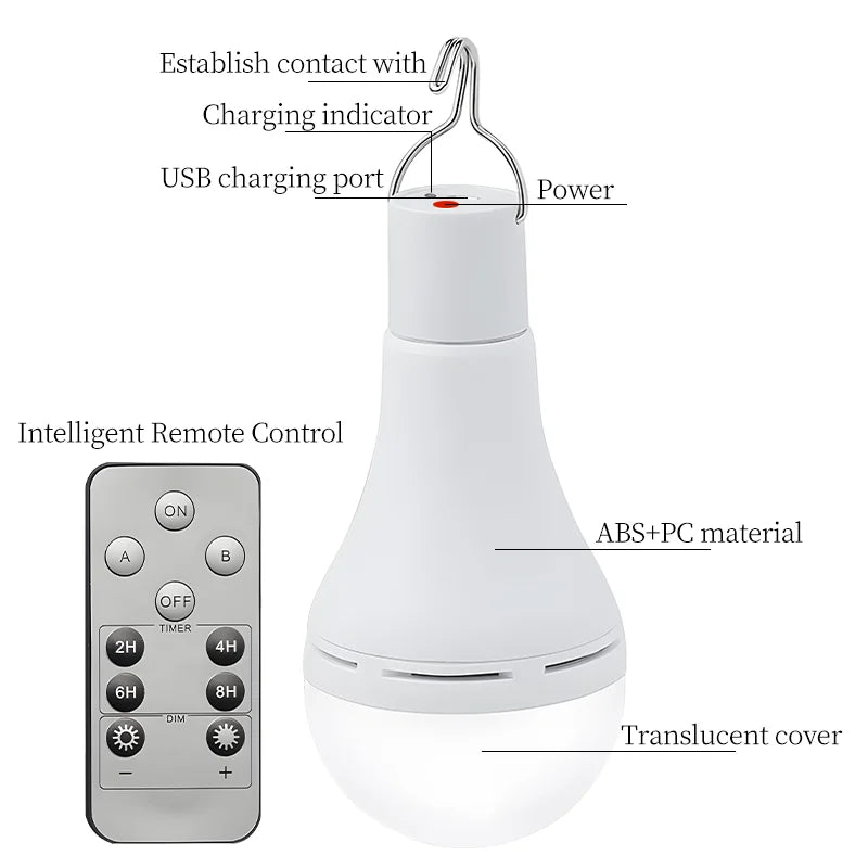 Luvikno | SolaGlow LED Solenergi Campinglys | Vanntett & Oppladbar | Med USB & Solenergi | For Telt, Hage & Nødssituasjoner