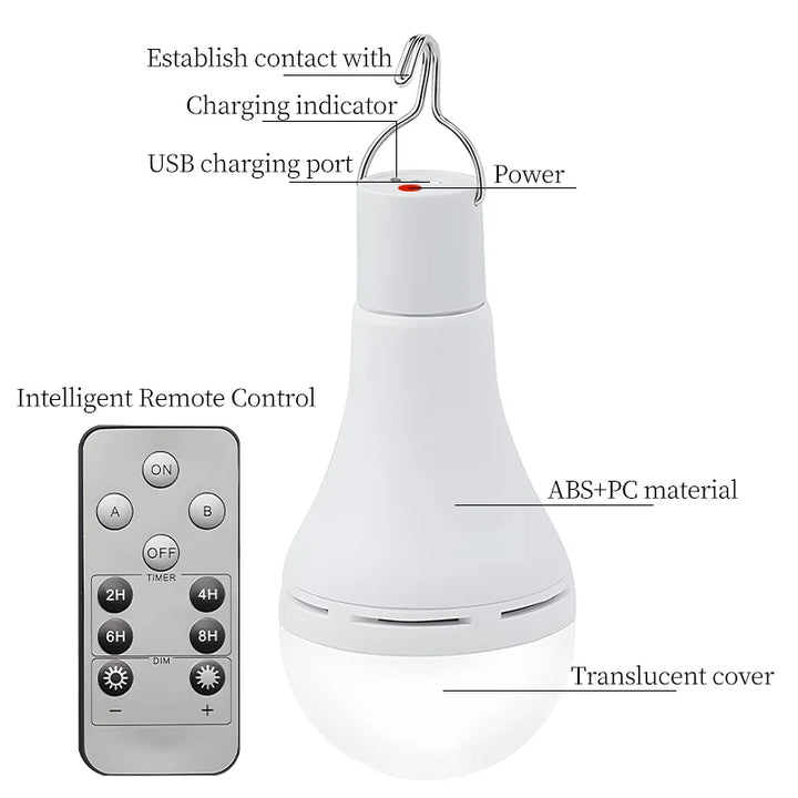 Luvikno | SolaGlow LED Solenergi Campinglys | Vanntett & Oppladbar | Med USB & Solenergi | For Telt, Hage & Nødssituasjoner