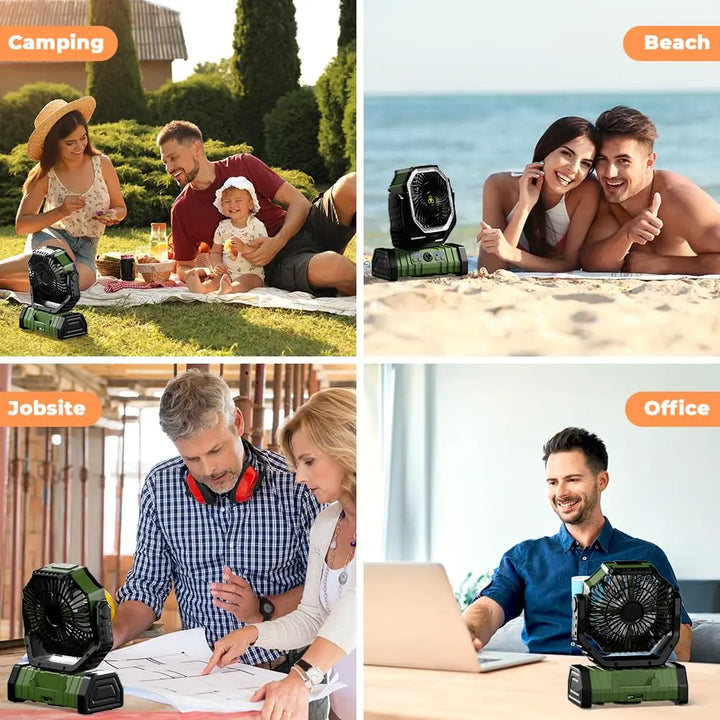 Campingvifte med 20 000mAh batteri, LED-lys og fjernkontroll – AirMate | Luvikno