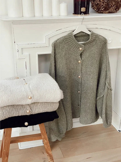 Luvik | Tyylikäs Ylipitkä Villa-bakeliitti-naisten Cardigan