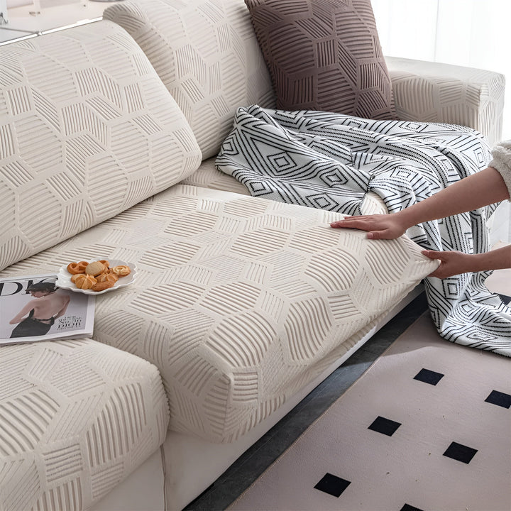 Jacquard Sofa Cover med Geometrisk Mønster – Myk & Katt-vennlig | Perfekt for Beskyttelse og Koselige Oppholdsrom | Luvikno