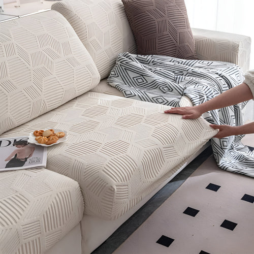 Jacquard Sofa Cover med Geometrisk Mønster – Myk & Katt-vennlig | Perfekt for Beskyttelse og Koselige Oppholdsrom | Luvikno