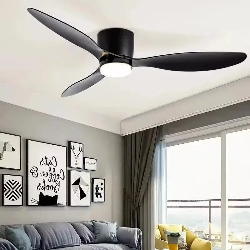 42/52 Tommers Takvifter med LED Lys - 3 Farger, 6 Hastigheter DC Motor, Fjernkontroll, Lave Gulvdekorative Vifter med Belysning | Luvikno