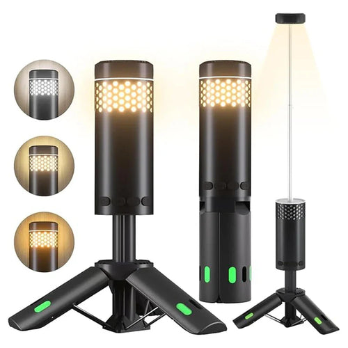 Luvikno | LumaPeak Campinglampe | 10 000 mAh Batteri | Teleskopisk Design & Stativ | Dimmbar med SOS Funksjon | Utendørs & Nødlampe