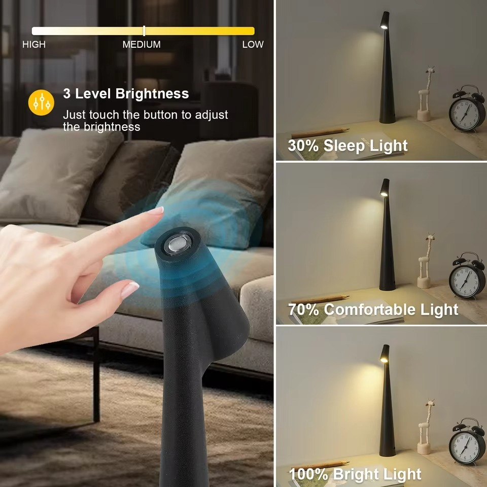 Multi-Setting Oppladbar LED Skrivebordlampe – Perfekt for Atmosfære og Utendørs Luvikno