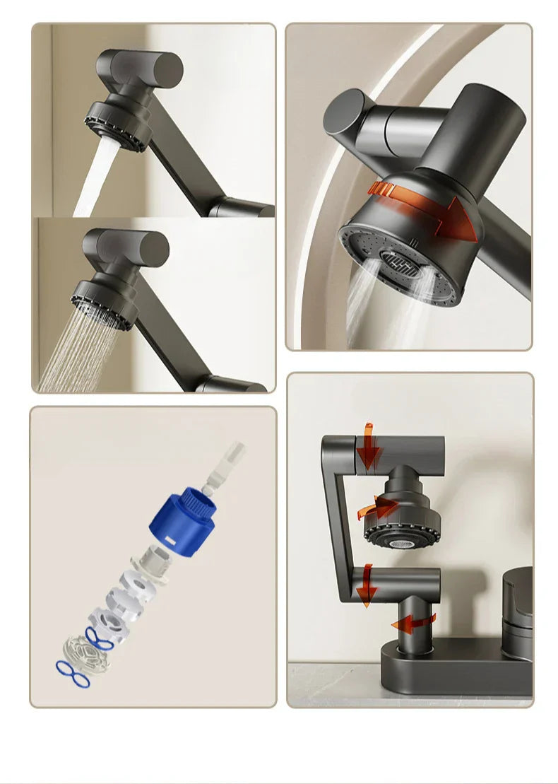 Aqua Twist Duo-Flex Servantbatteri – 360° svingende to-hulls blandebatteri for varmt og kaldt vann Luvikno