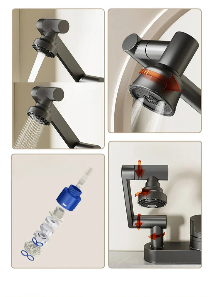 Aqua Twist Duo-Flex Servantbatteri – 360° svingende to-hulls blandebatteri for varmt og kaldt vann Luvikno