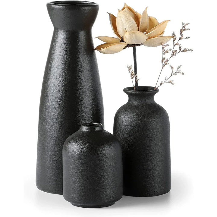 Aardstil Keramikk Vase Sett av 3 for Moderne Boho Interiører | Luvikno