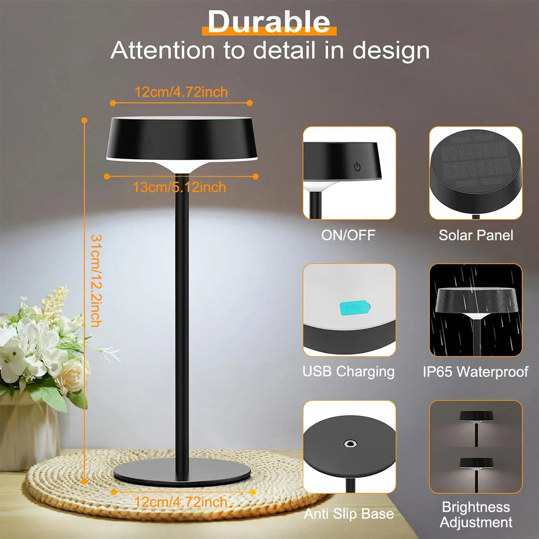 Luvikno | Solvella Soltable lampe LED | Dimmbar & trådløs | 3 lysfarger | IP65 vanntett for inne- og utendørs