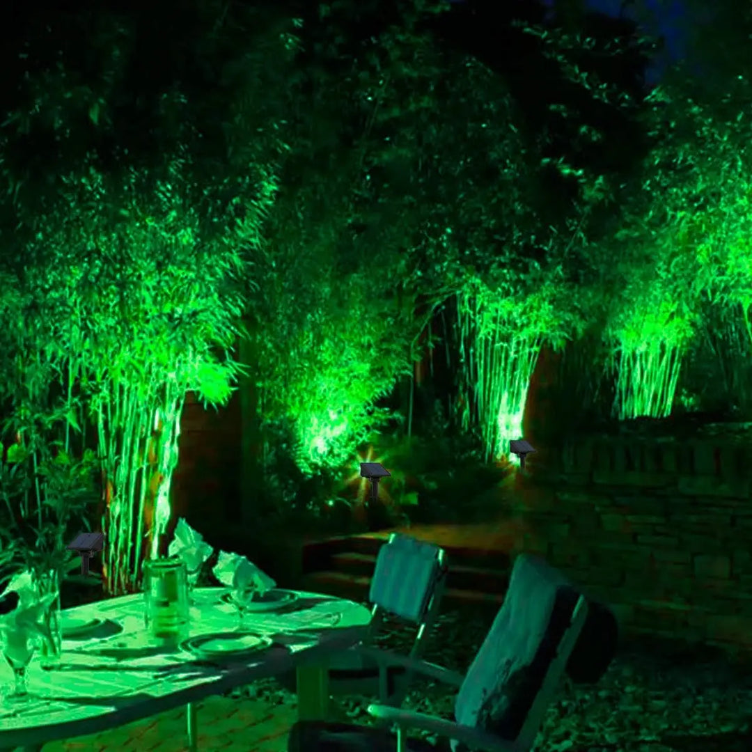 Luvikno | Solar Garden Spotlight LumiRay Sett 4 | IP65 Vanntett | Automatisk Skumringssensor | LED Landskapsbelysning