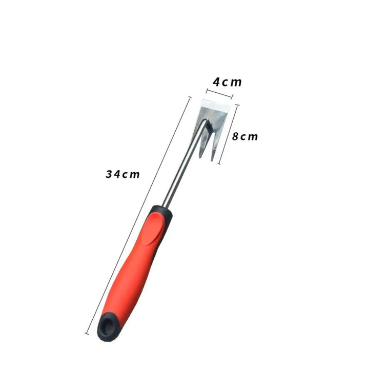 Luvikno | Rootix Ugressfjerner med 3 Kinnene | Rustfritt Stål | Ergonomisk Håndtak | For Bedpleie & Jordløsning