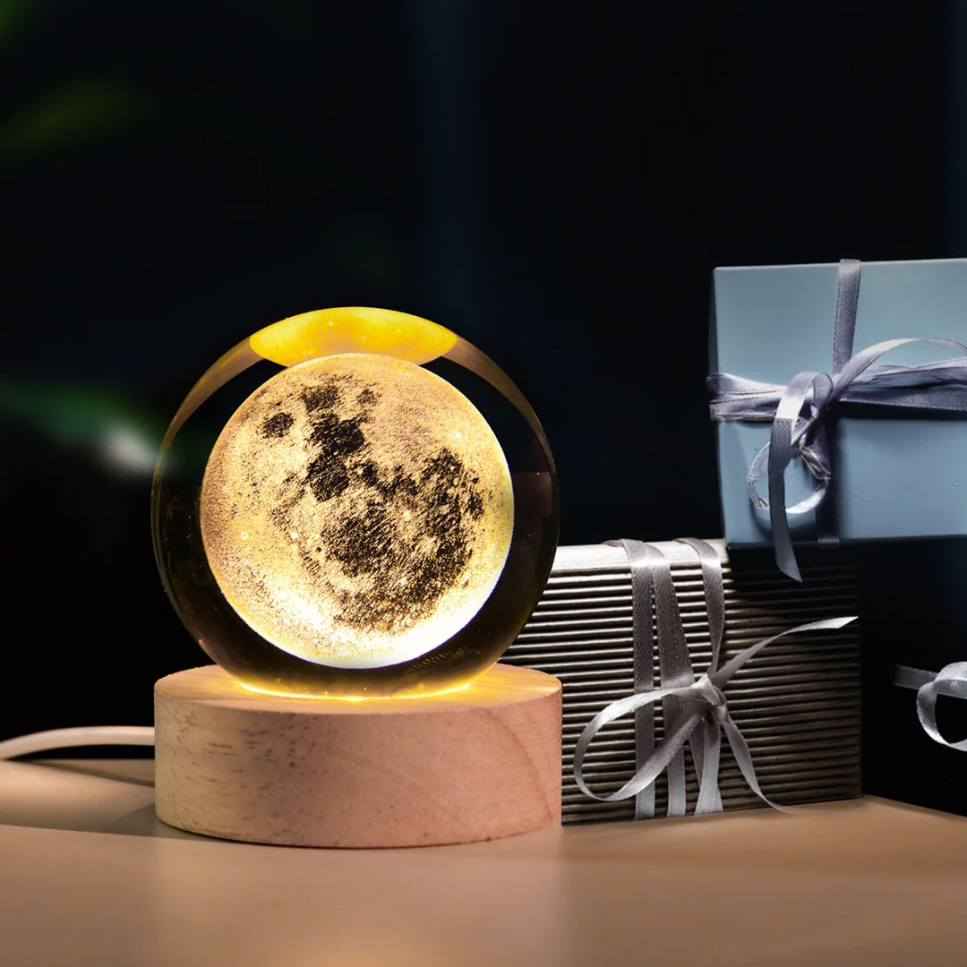 Luvikno | Astranova Galakse Nattlampe | LED Krystallkule med Melkeveien Design | Varm Hvit Lys | Kreativ Gave til Barn & Voksne