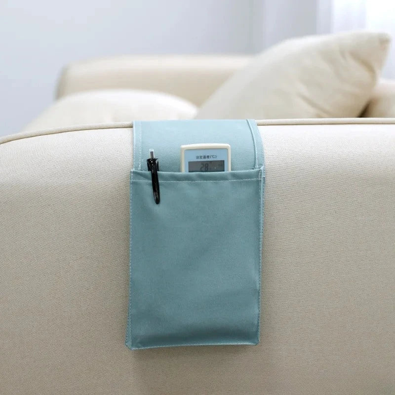 Luvikno | Restivo Seng Organizer laget av bomull-linn | Hengende oppbevaring med lommer | For fjernkontroller, bøker og tilbehør – ca. 30×20×10 cm