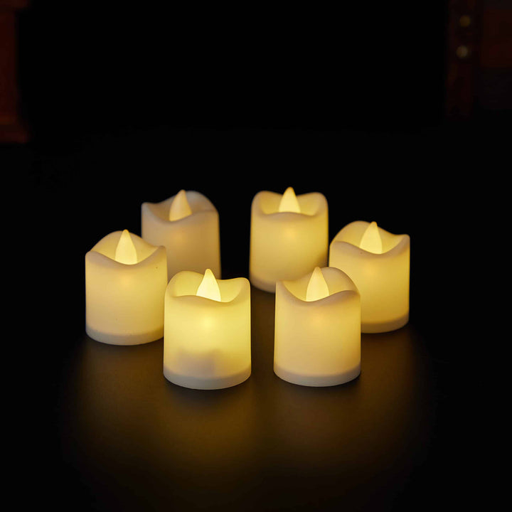LED Lys 6-Pack med 3D Flamme - 4.5 cm - Hvit - | Luvikno