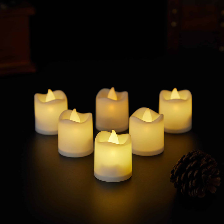 LED Lys 6-Pack med 3D Flamme - 4.5 cm - Hvit - | Luvikno