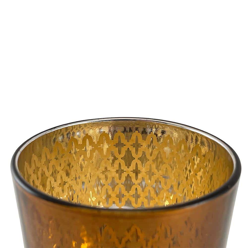 Te lysestake laget av glass (2 stk.) Kobber / svart av SIA Home Fashion | Luvikno