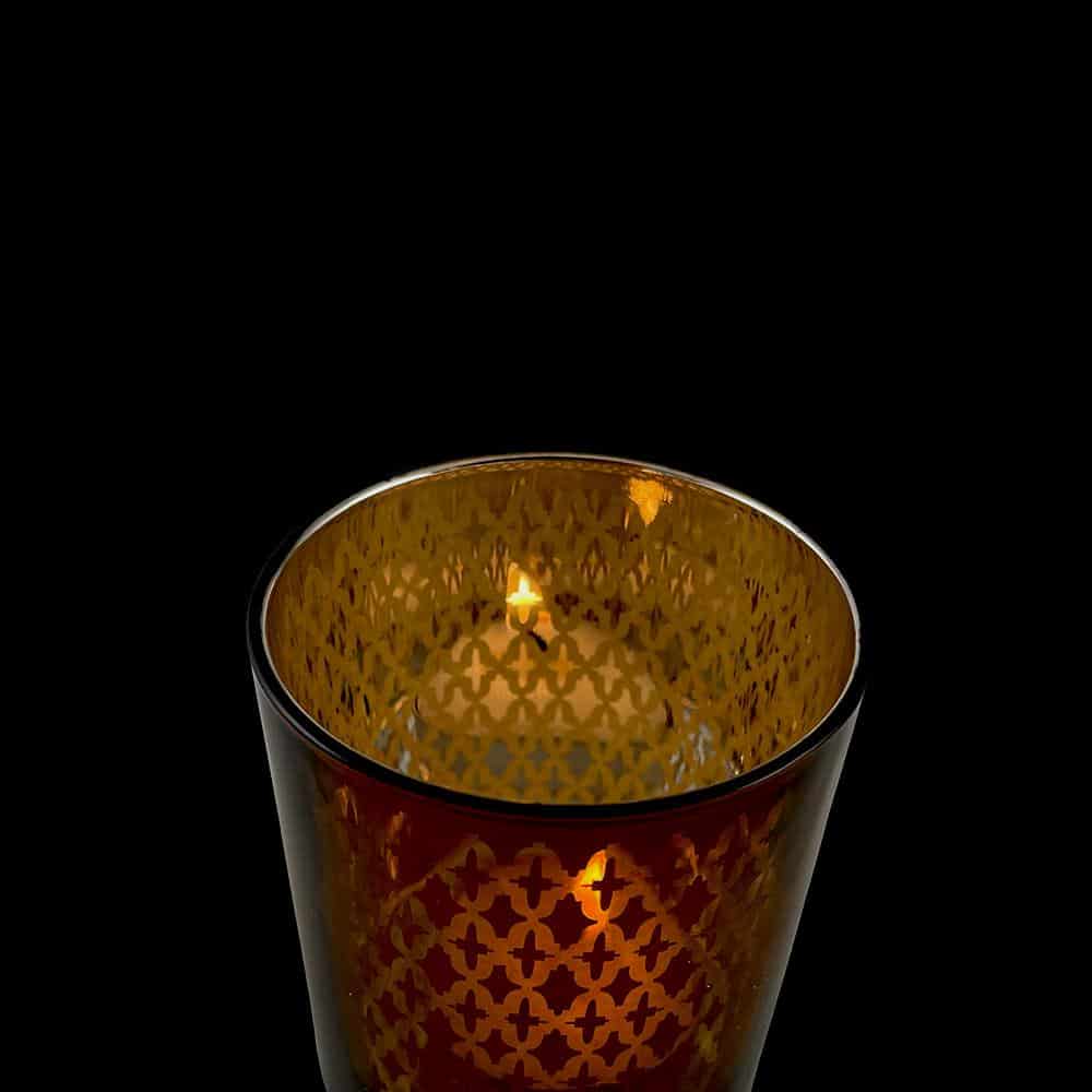 Te lysestake laget av glass (2 stk.) Kobber / svart av SIA Home Fashion | Luvikno