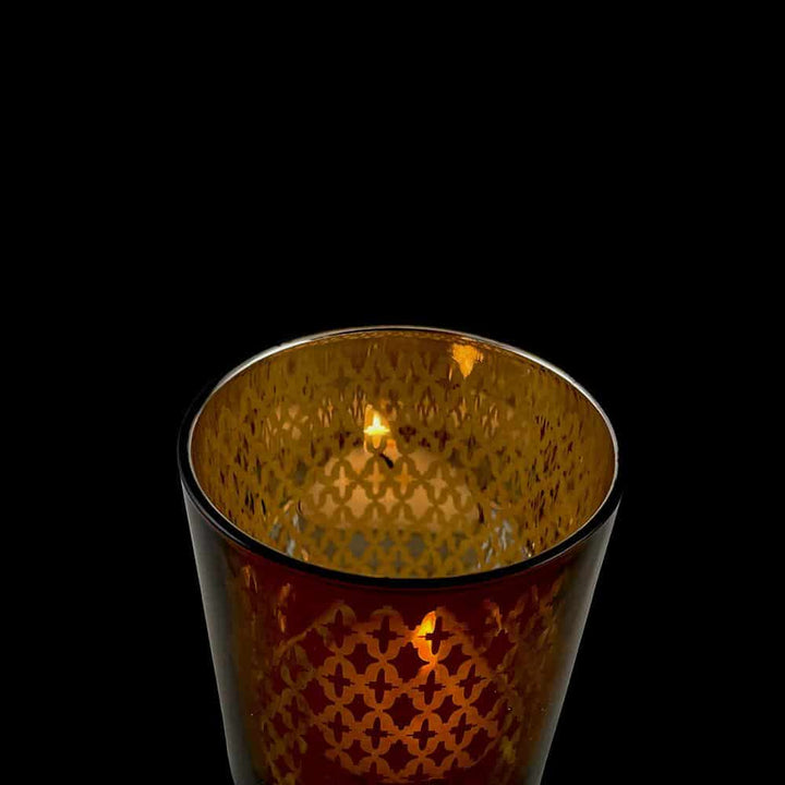Te lysestake laget av glass (2 stk.) Kobber / svart av SIA Home Fashion | Luvikno