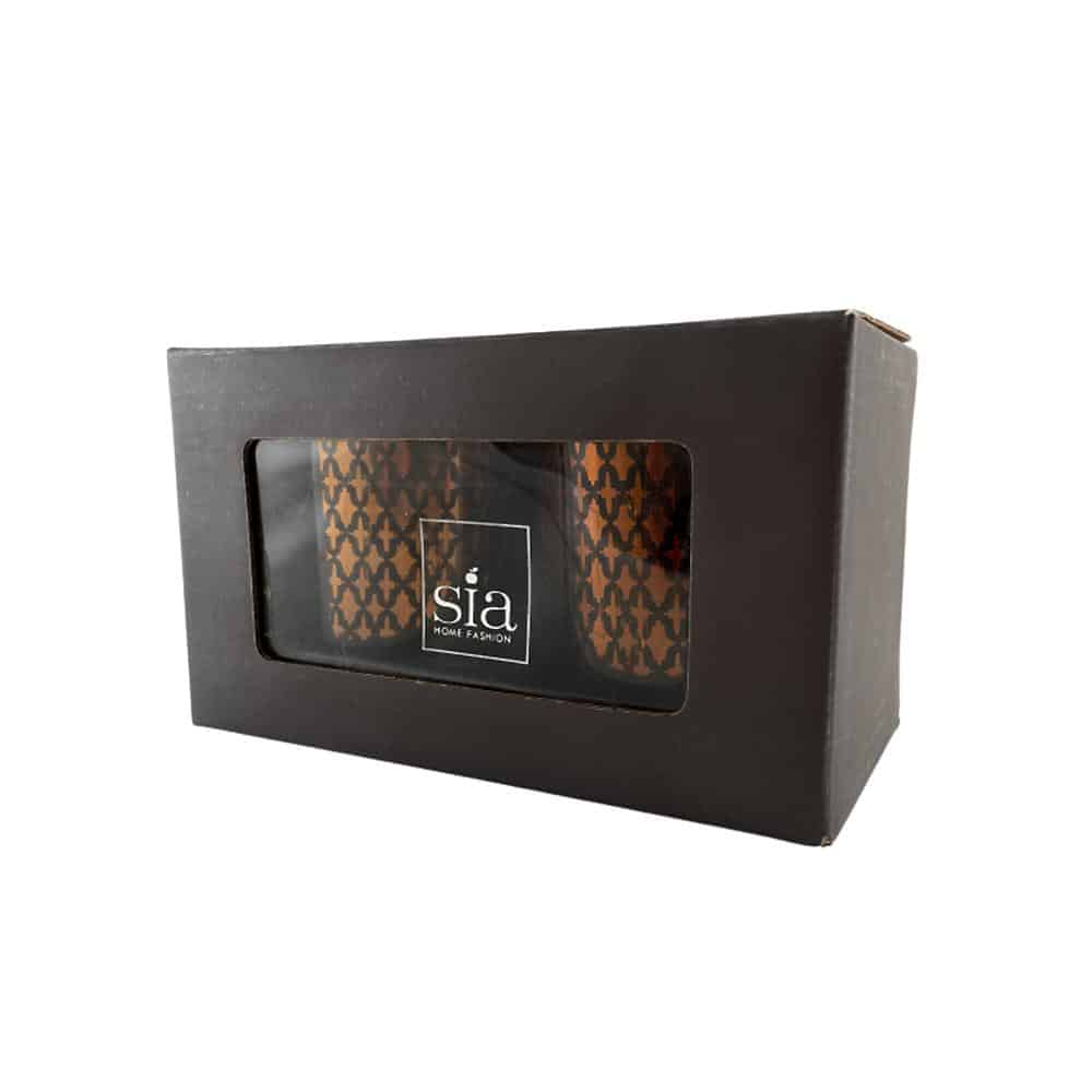 Te lysestake laget av glass (2 stk.) Kobber / svart av SIA Home Fashion | Luvikno