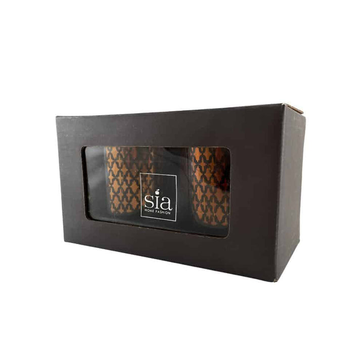 Te lysestake laget av glass (2 stk.) Kobber / svart av SIA Home Fashion | Luvikno