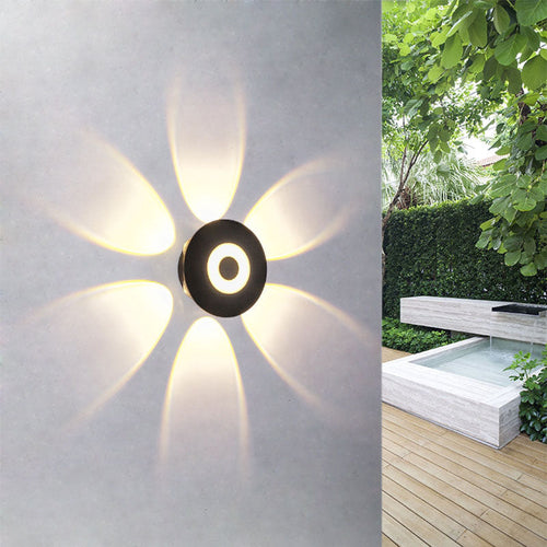 Moderne skandinavisk aluminium rund skjerm LED vegglampe for utendørs patio | Luvikno