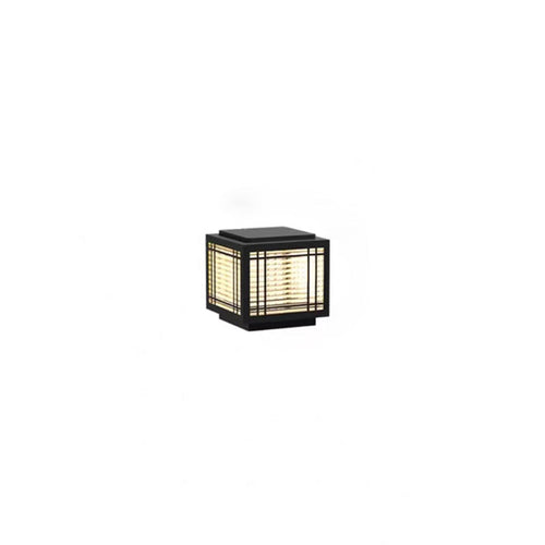 Tradisjonelt kinesisk kvadrat aluminium glass 1-lampe post hode lys for hage | Luvikno