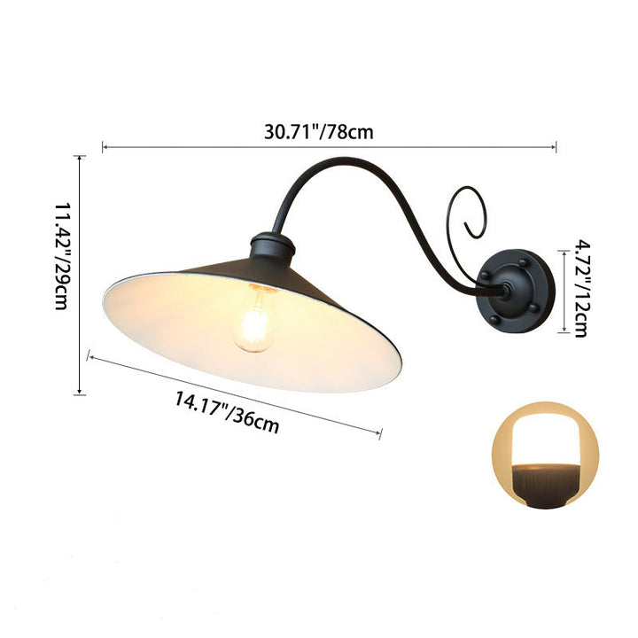 Moderne Retro Vanntett Jern Rund 1-Lys Vegglampe For Hage | Luvikno