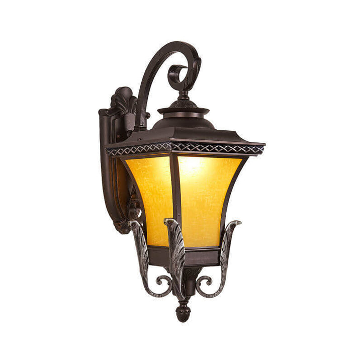 Europeisk Vintage Utendørs Firkantet Bur Aluminium Glass 1-Lys Vegglys | Luvikno