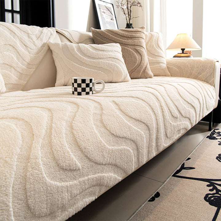 Varm Plush Bøyd Jacquard Rutsjefri Sofa Beskyttelsestrekk | Luvikno