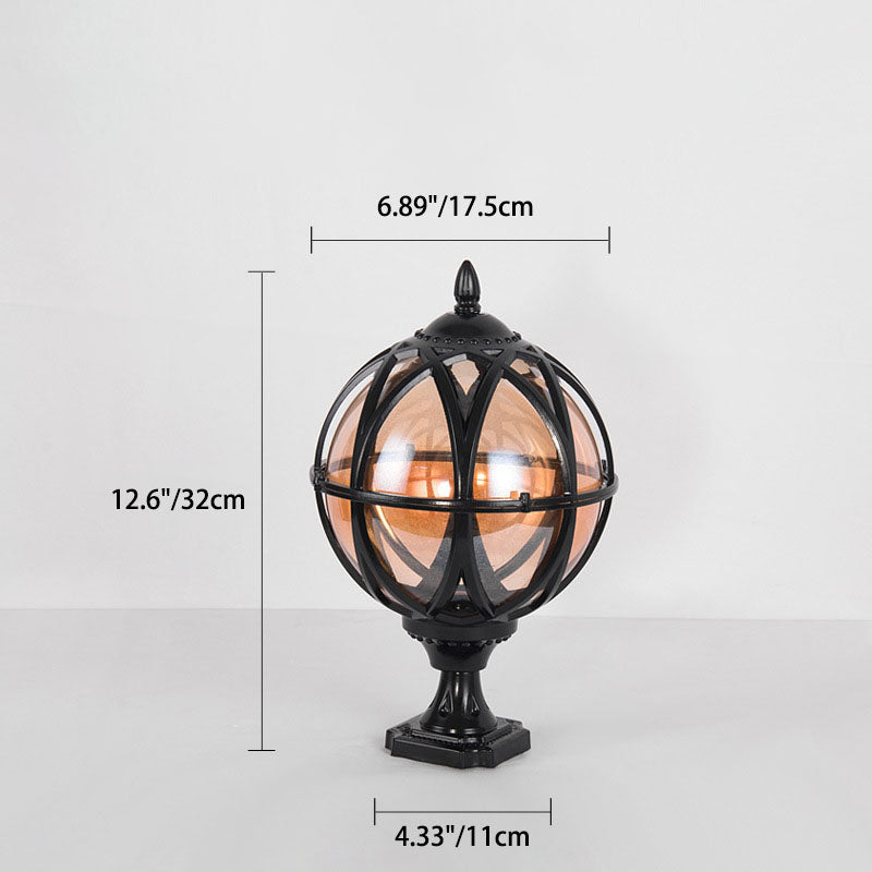 Tradisjonell kolonial globe glass aluminium 1-lys utendørs lys for hage | Luvikno