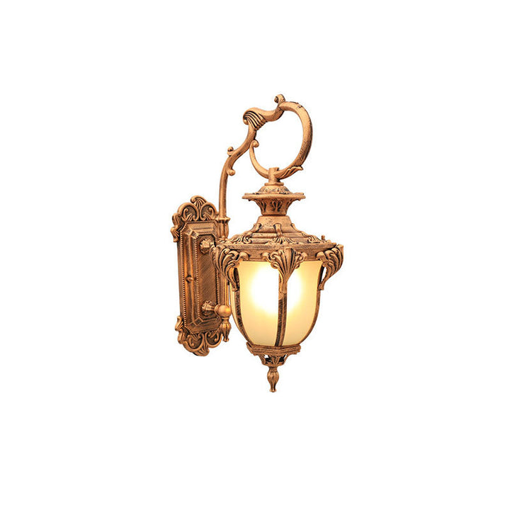 Europeisk Retro Aluminium Glass Utskåret Lantern 1-Lys Utendørs Vanntett Vegglampe | Luvikno