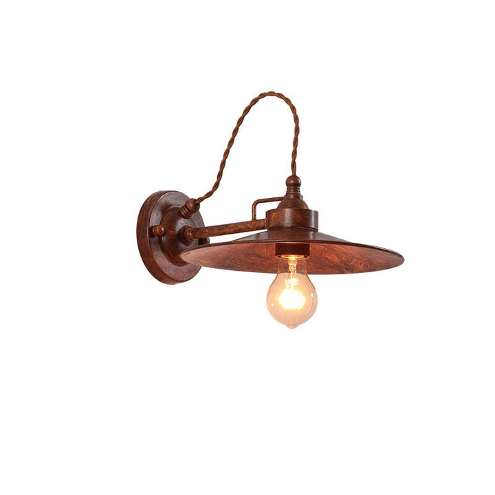 Moderne industriell vanntett metallplate bolle 1-lys vegglampe for utendørs patio | Luvikno