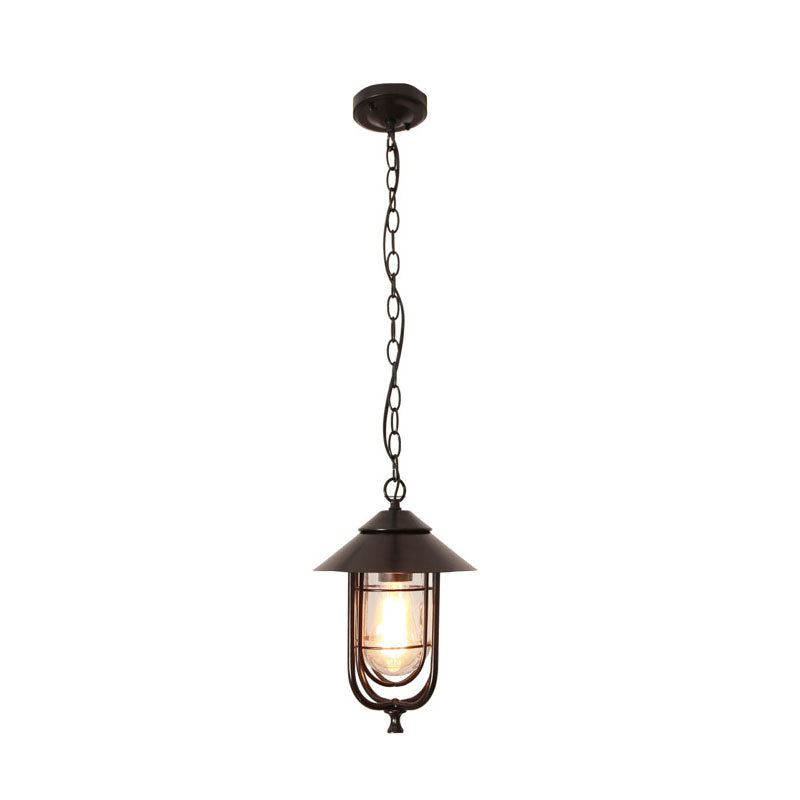Industriell vintage aluminium bur glass 1-lampe utendørs vanntett pendellampe | Luvikno