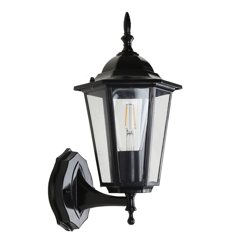 Moderne industriell hexagonal aluminiumsramme frostet glass 1-lykt utendørs vegglampe for hage | Luvikno