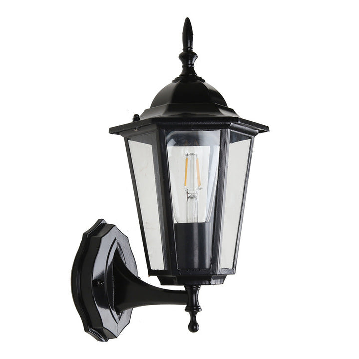 Moderne industriell hexagonal aluminiumsramme frostet glass 1-lykt utendørs vegglampe for hage | Luvikno