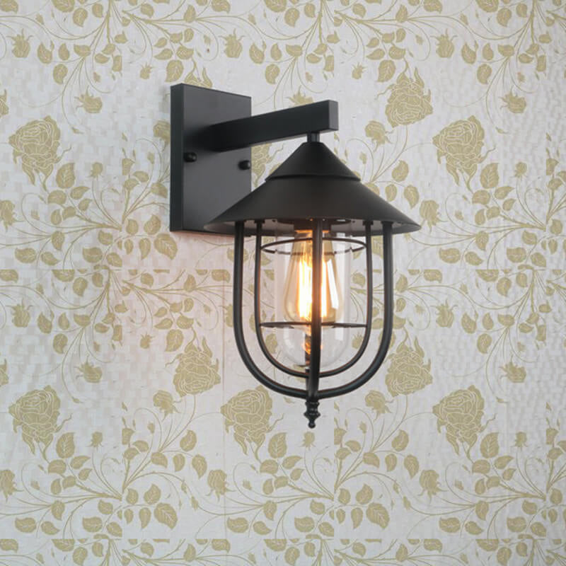 Vintage industriell jern lanterne innendørs utendørs 1-lys vegglampe | Luvikno